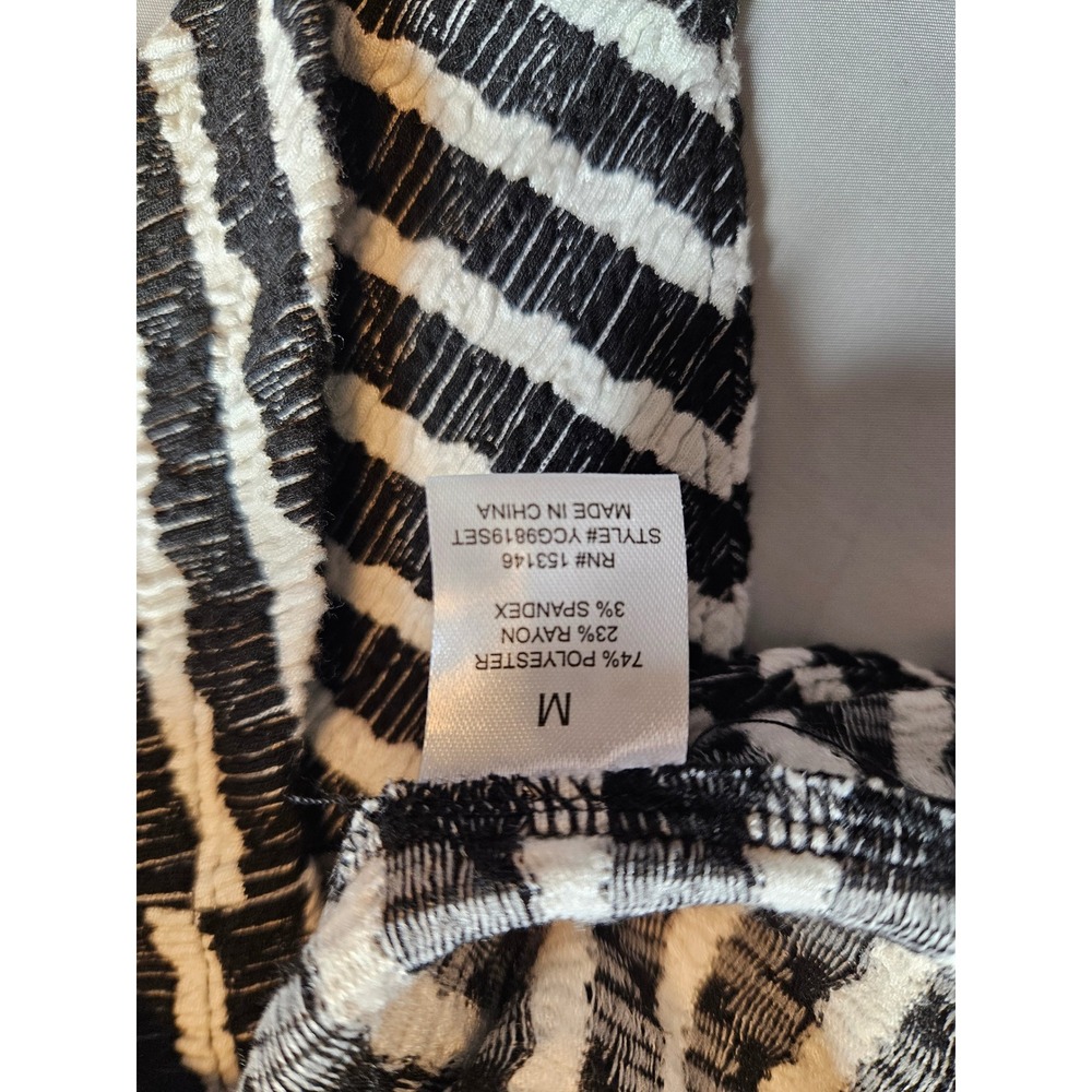 Good Luck Gem GLG Black White Striped Textured V-Neck Button Up Vest Medium - Picture 4 of 4